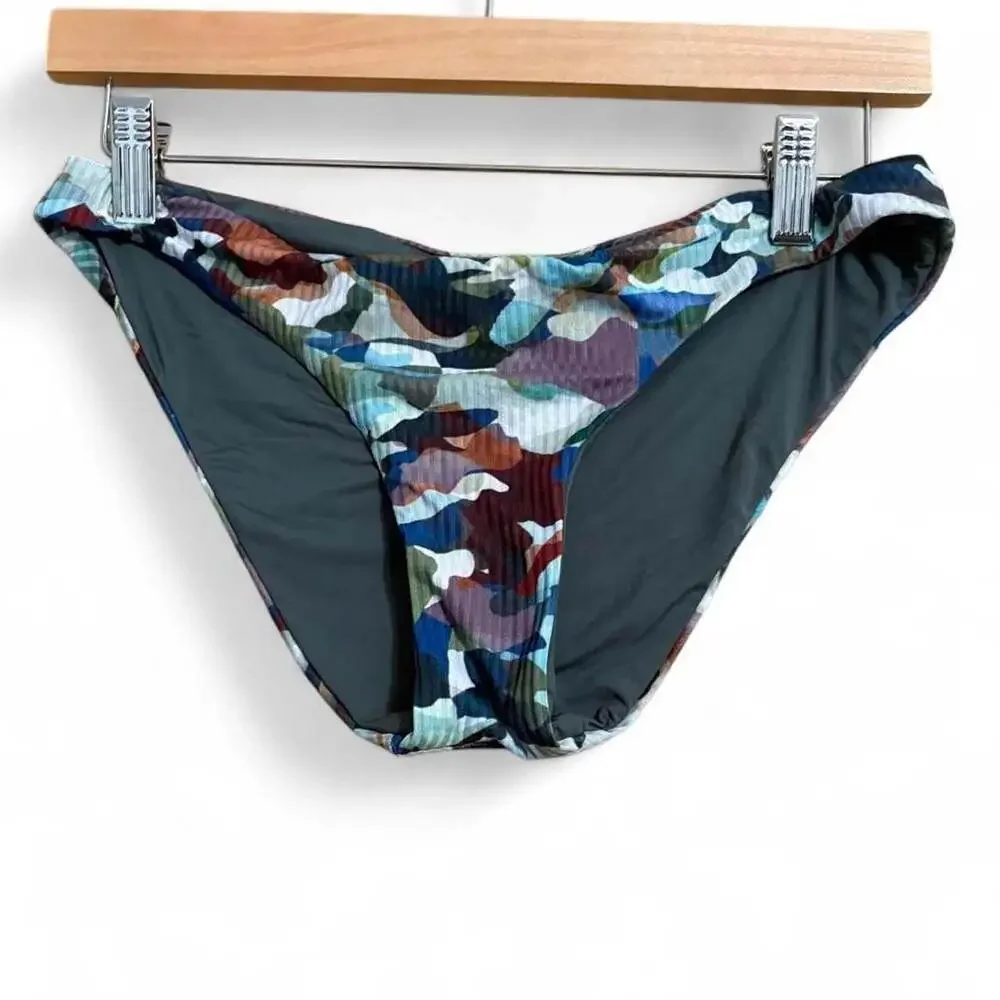 Becca Ribbed Camo Bikini Set Size S